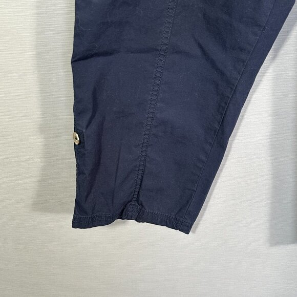 Chicos Pants Womens 10 Blue Cotton Stretch Crop Convertible Cargo Roll Cuff Pock - Picture 3 of 10